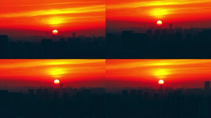 苏州朝霞日出城市航拍