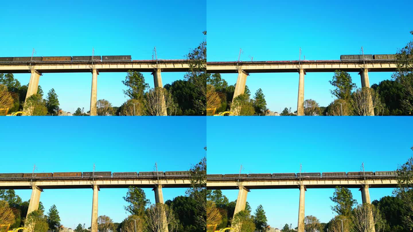 铁路货车驶过桥梁