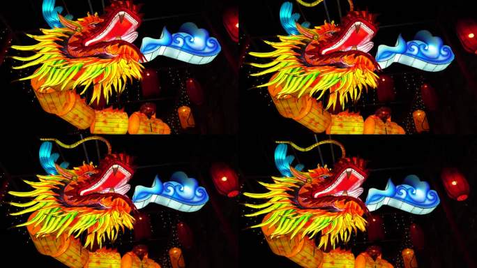 中国秦淮灯会，南京老门东的龙年龙灯笼花灯