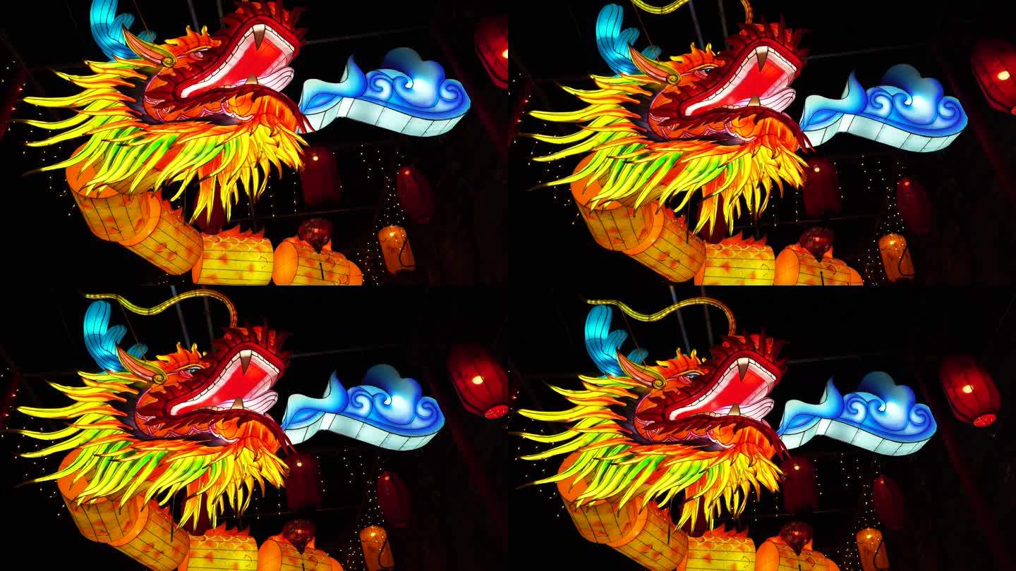中国秦淮灯会，南京老门东的龙年龙灯笼花灯