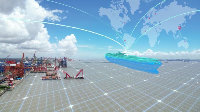 现代化5G运输国际贸易港物流货运智慧港口