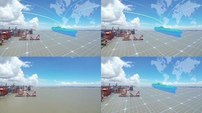 现代化5G运输国际贸易港物流货运智慧港口
