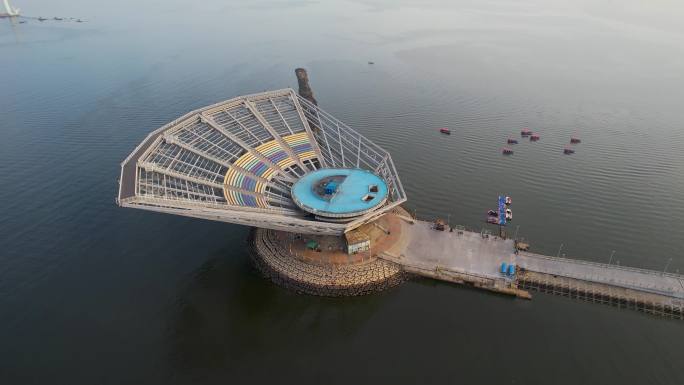 鲅鱼圈海景山海广场日出东海明珠观景台航拍