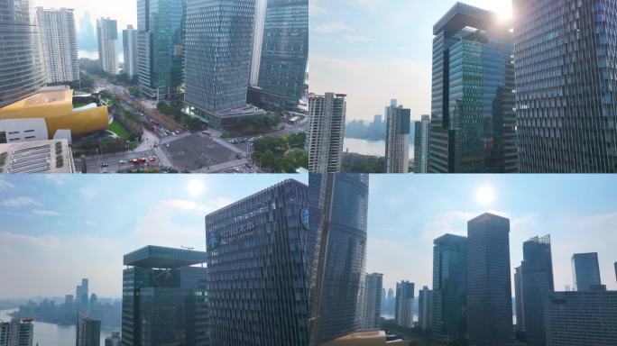 上海浦东新区航拍陆家嘴金砖大厦高楼大厦风