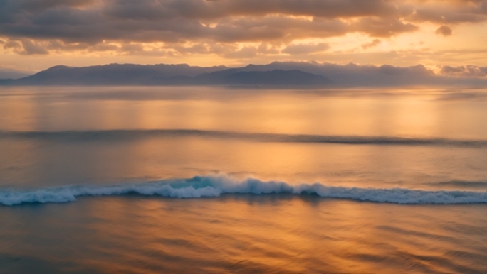 夕阳早晨的海浪巨浪