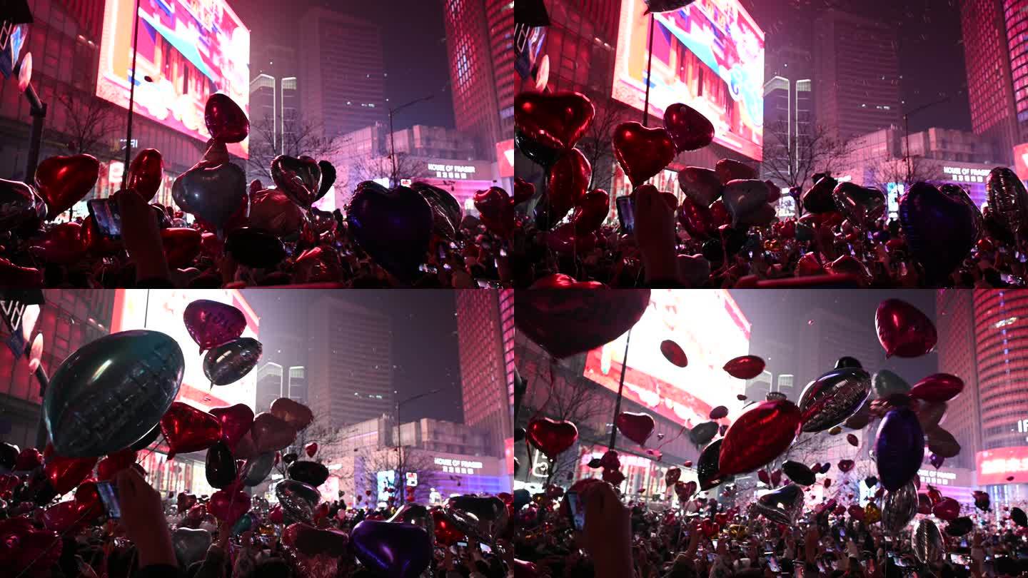 南京新街口跨年气球 孙中山 德基 倒计时