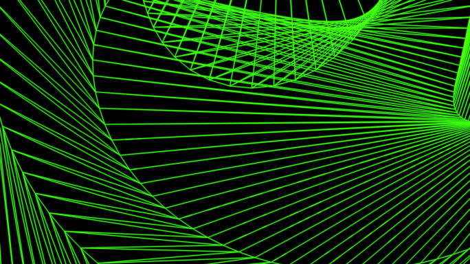 带通道 绿色几何线条 变换网格 青色线条