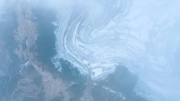 航拍济南南部山区千年古道风景