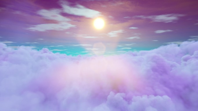 60帧梦幻彩色云朵天空穿梭素材