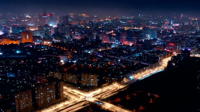 航拍延时-长春宽城区全景，长春夜景