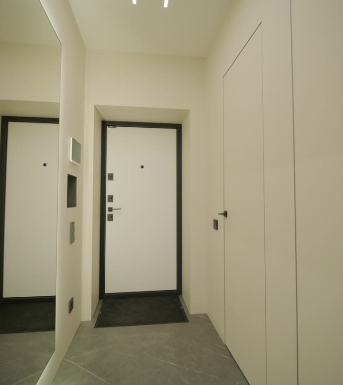白色的入口门在一个现代的内部公寓