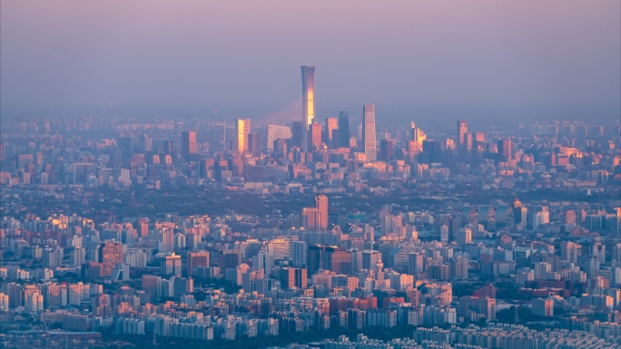 北京西山远眺国贸CBD城市灯火