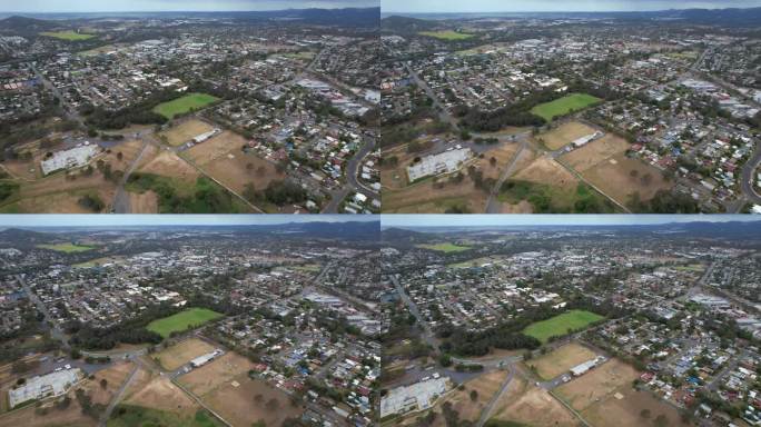 澳大利亚昆士兰州洛根市洛根霍姆郊区的公园和村庄。空中拍摄