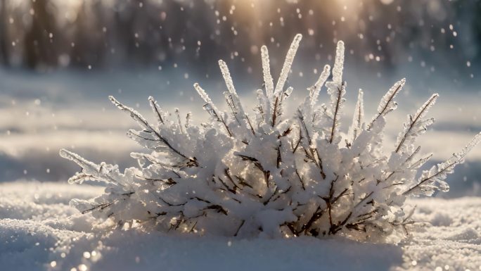 下雪升格雪花冰晶雪景特写空镜头慢镜头