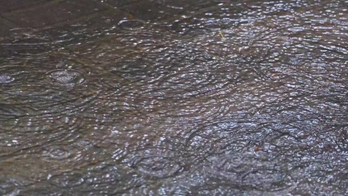 城市马路道路下暴雨下雨天雨水雨滴大自然风