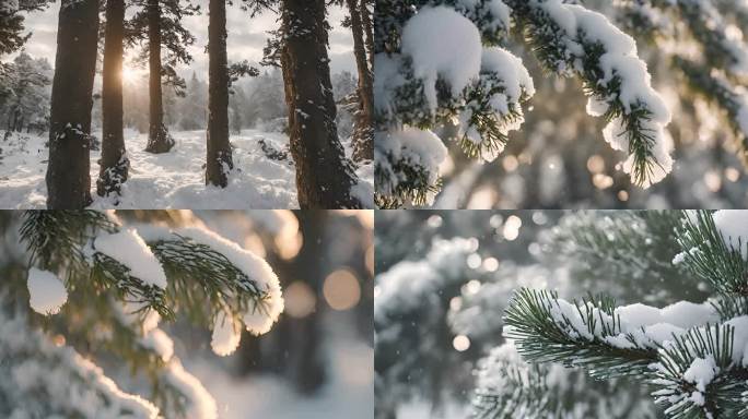 唯美雪花飘雪冬天冬至