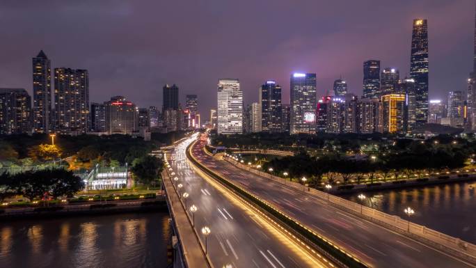 广州天河CBD建筑群夜景