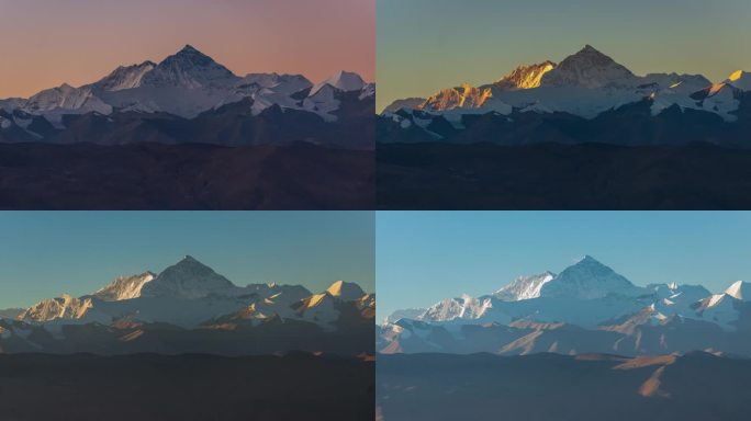 4K延时摄影珠穆朗玛峰和洛子峰日照金山