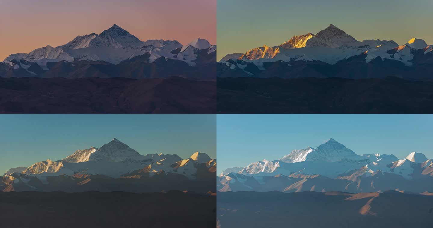 4K延时摄影珠穆朗玛峰和洛子峰日照金山