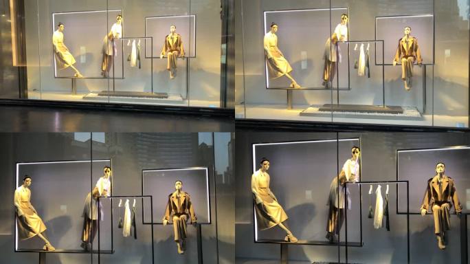 4K原创 橱窗里的女装服装展示