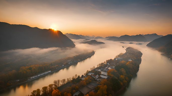 4k长江三峡祖国大好河山万里秋天长江