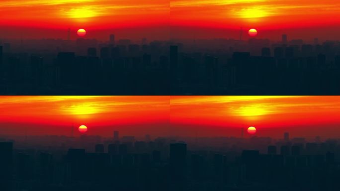 苏州朝霞日出城市航拍