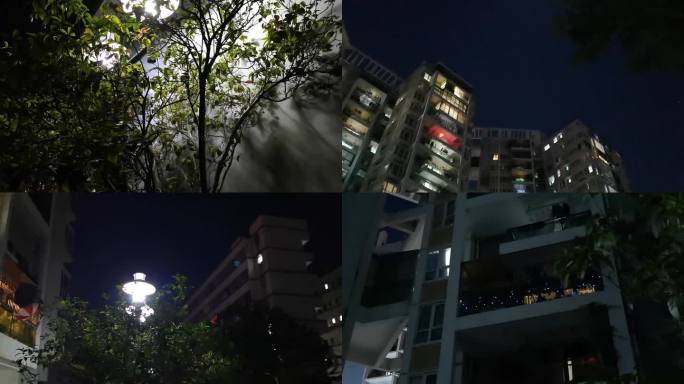 【4K】小区居民楼散步夜晚路灯彩灯红灯笼