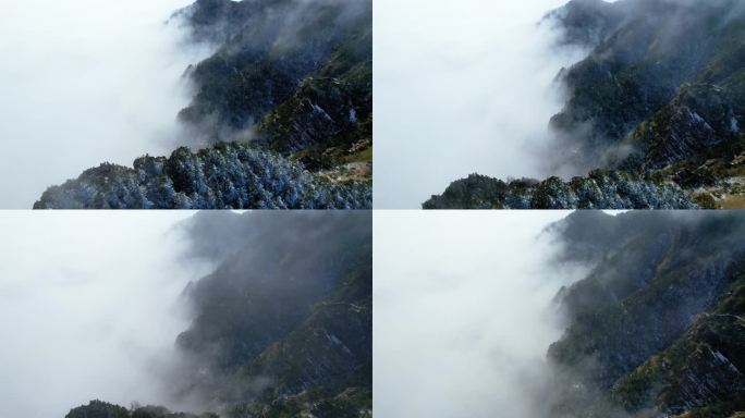 4K冬季神农谷山峰雪景