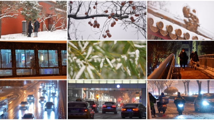 下雪的城市冬季雪景城市生活拼搏奋斗