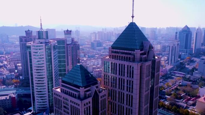 济南城市中心航拍视频