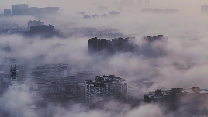 城市日出云海云雾缭绕宣传片天片尾