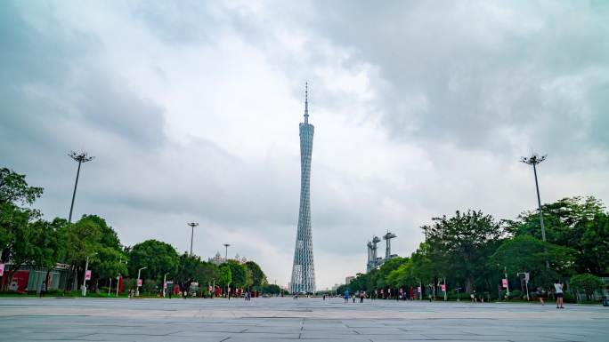 广州地标广州塔小蛮腰航拍延时宣传