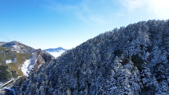4K冬天山峰自然风光雪景