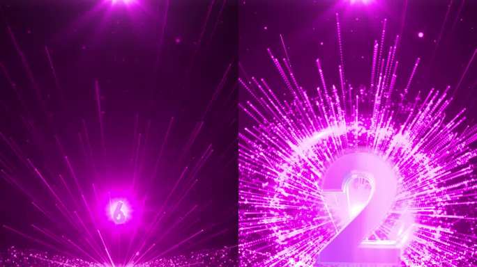 竖屏粉紫色10秒倒数开场视频素材