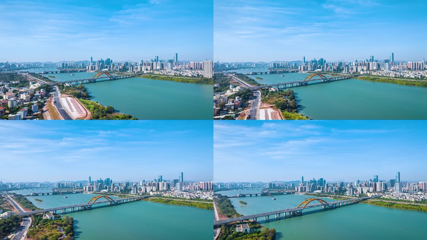惠州隆生大桥蓝天白云航拍延时---4K
