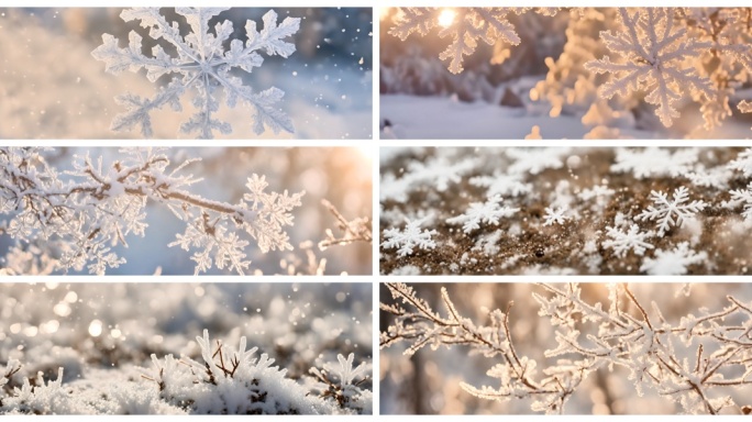 雪花特写 大寒 飘雪 下雪 雪花飘 冰晶