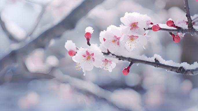 唯美梅花雪景 春暖花开 春天