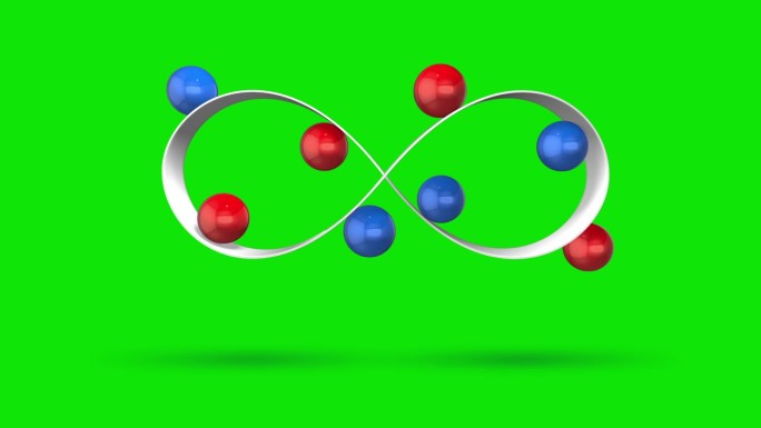 球在色度键表面上滑动波线的可循环3d渲染动画。无缝循环3d动画。4k超高清分辨率。