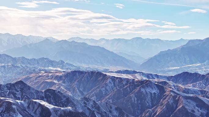 航拍高原雪山高峰山顶山巅