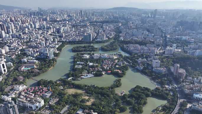 福州左海公园航拍（多角度）