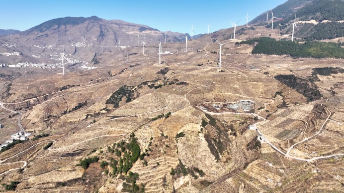 金色土地航拍山区耕地山地