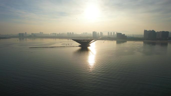 鲅鱼圈海景山海广场日出东海明珠观景台航拍