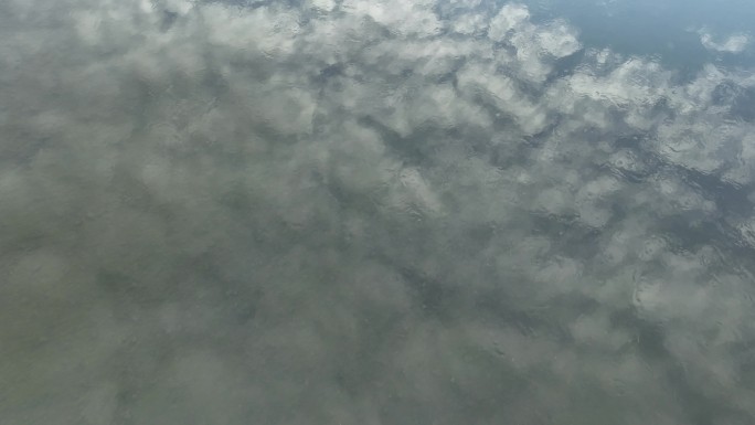白云倒映在水面上