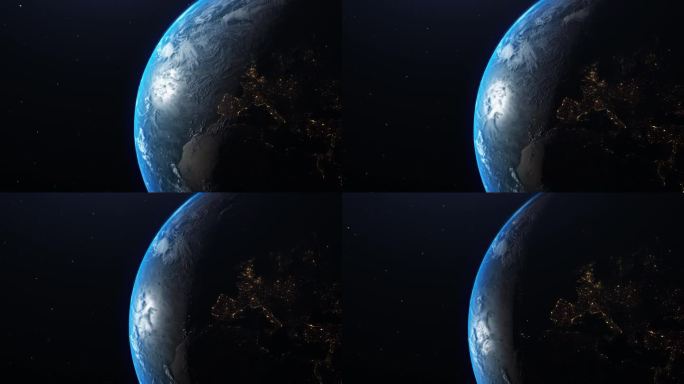 云形成的地球空间视图。超现实的3D动画。