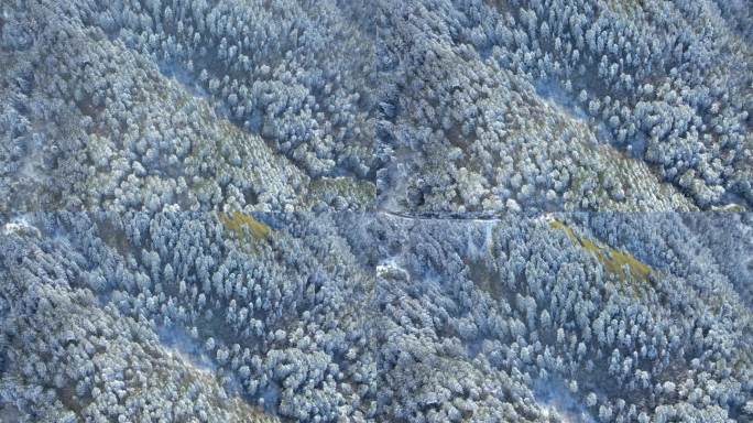 4K冬季山峰雪景大山自然风光航拍视频
