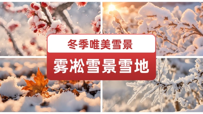 冬季唯美雾凇雪景雪地 雪地户外早晨太阳