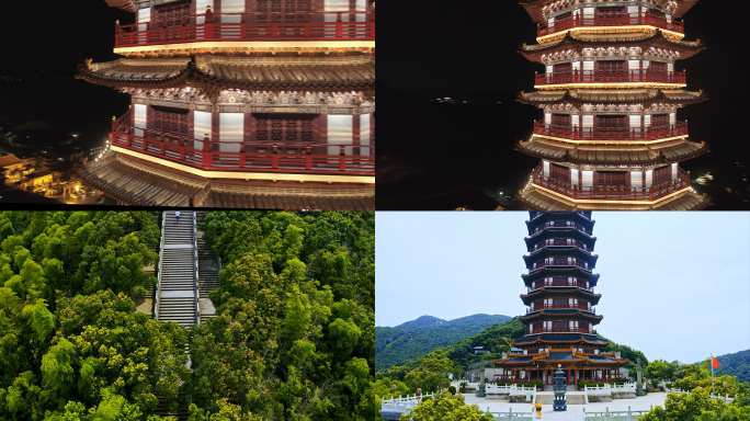 寺院寺庙古建筑佛塔普陀山万佛宝塔观音园林