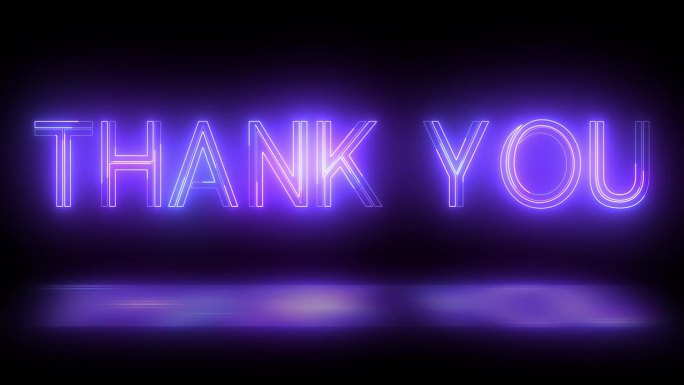 4K霓虹复古风格的时尚感谢文字动画在黑暗的感恩节背景。