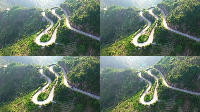 车辆行驶在盘山公路上