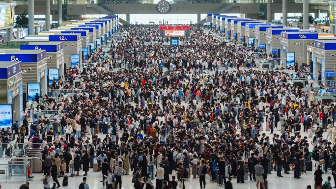 火车站人流春运出行延时合集